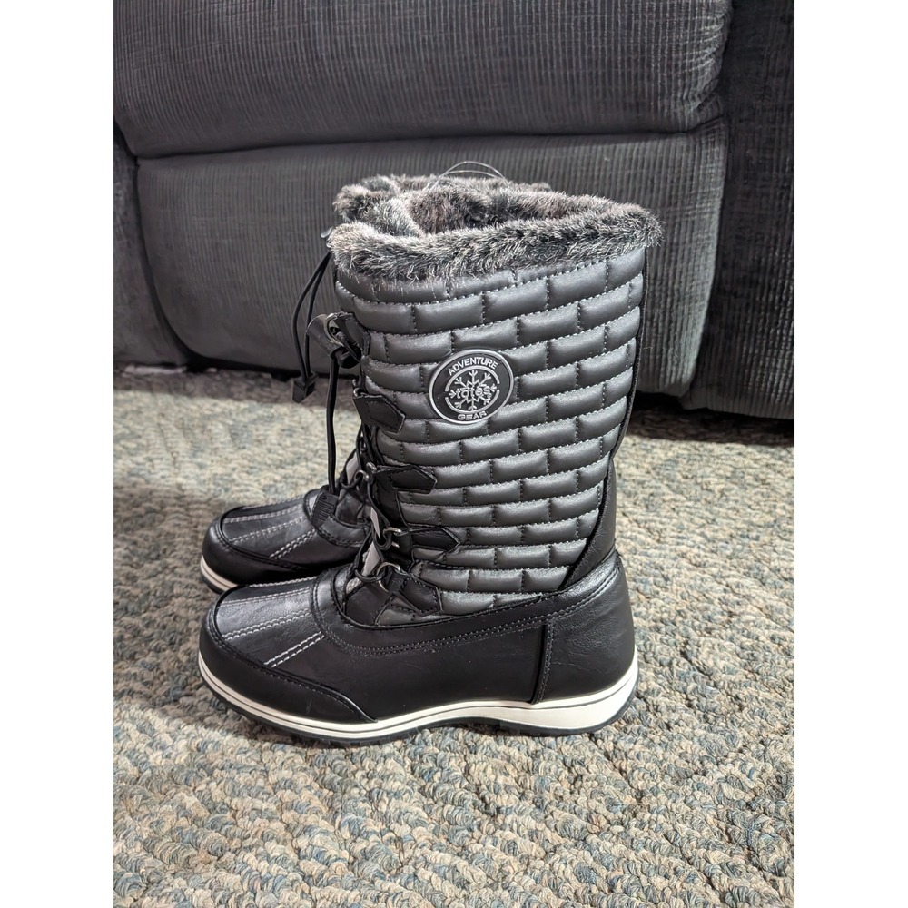 Totes Adventure Gear Liz Black Quilted Faux Fur Winter Snow Boots Womens 7M
